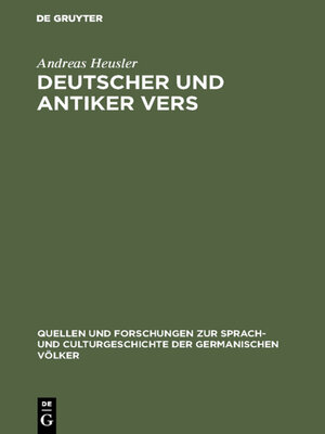 cover image of Deutscher und antiker Vers